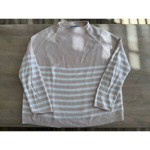 Alice Walk The Cotton Mock Neck - Striped Pink White Size XL